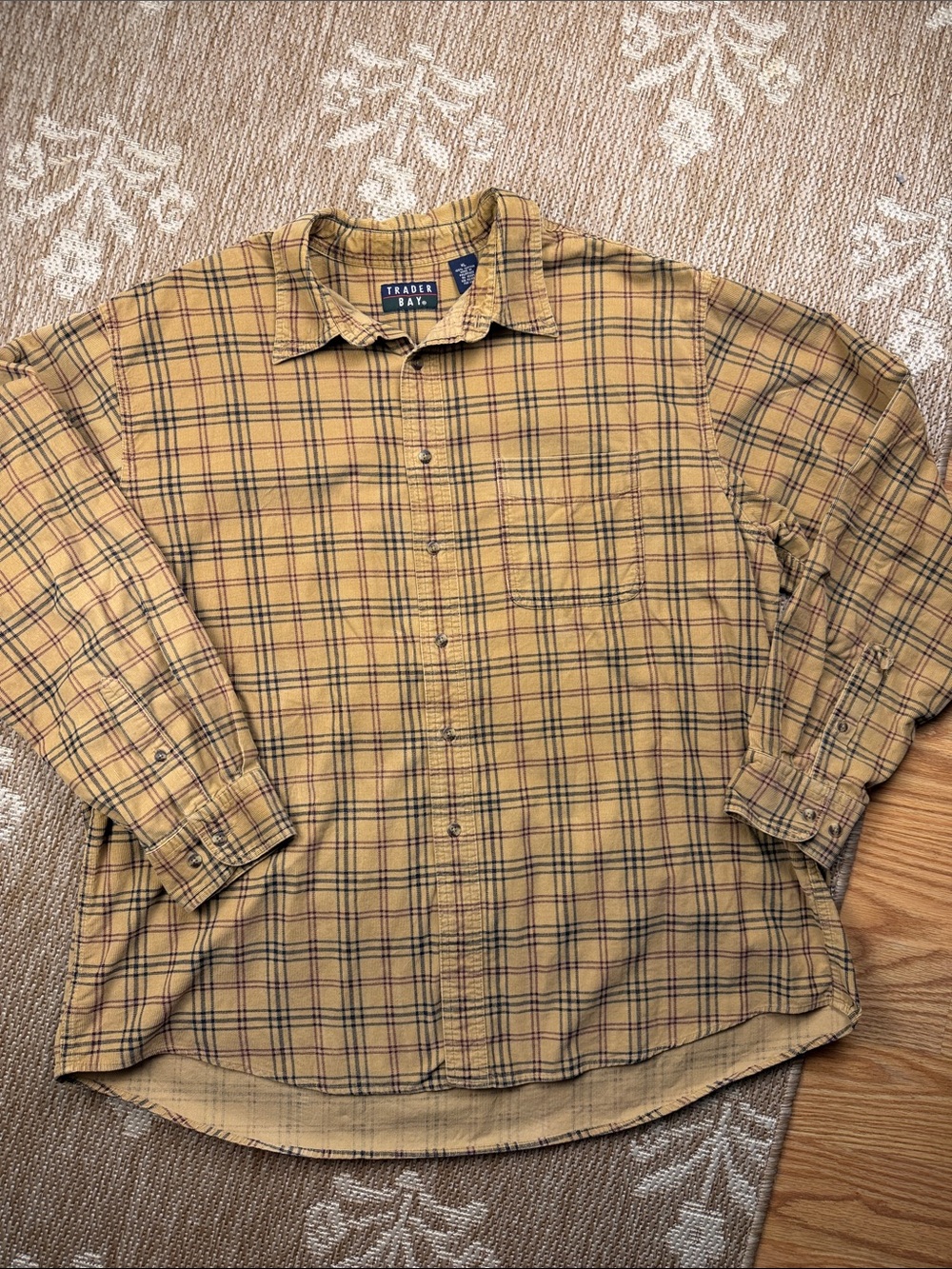Trader Bay Yellow Plaid Long-Sleeve Button-Down Shirt